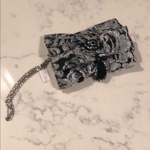 Silver and black wristlet cocktail purse